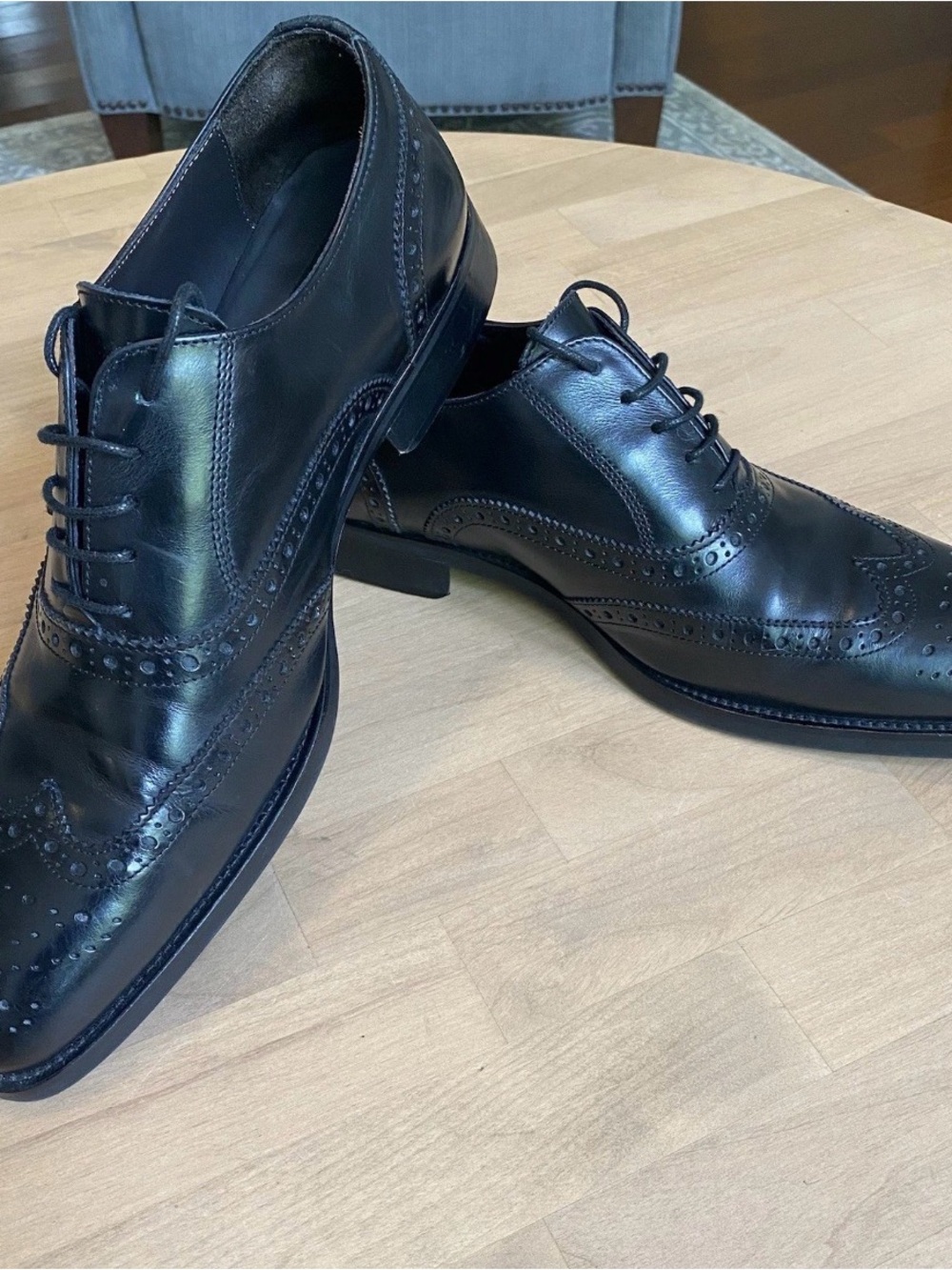 To Boot New York Adam Derrick Mens Black Wingtip Oxford Dress Shoes Italy 11.5